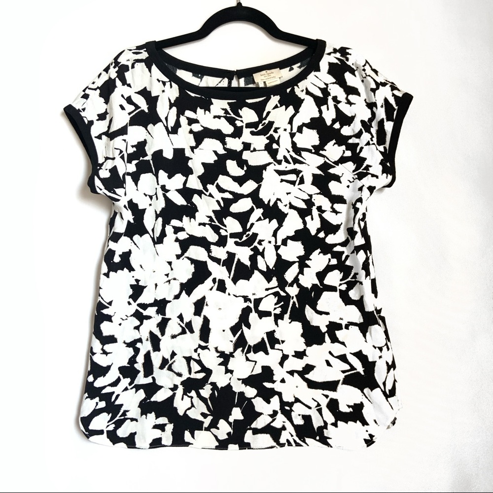 Kate Spade Black & White Cap Sleeve Top Size 4